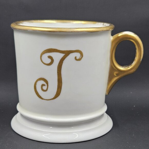 Antique Monogrammed Shaving Mug "T" circa 1913-1917 - Picture 1 of 12